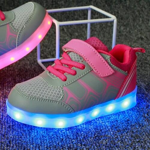 Led Children Shoes Fashion 2018 USB Charging Basket Shoes With Light Up Kids Casual Boys&Girls Luminous Sneakers Glowing Shoe