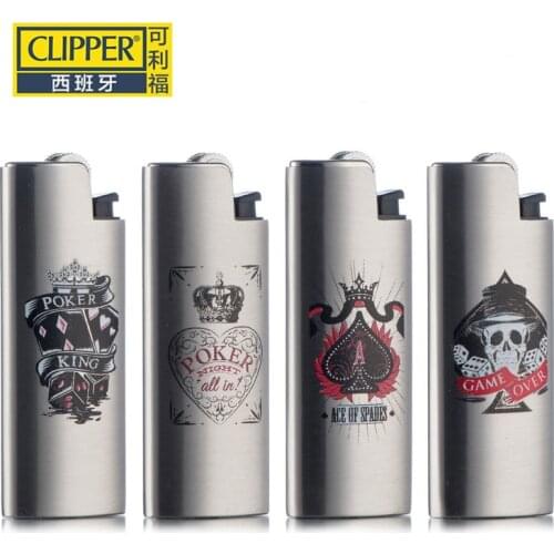 Clipper Creative Metal Gas Lighter Portable Grinding Wheel Flint Inflatable Lighter Cool Image Cigarette Accessories Mens Gift