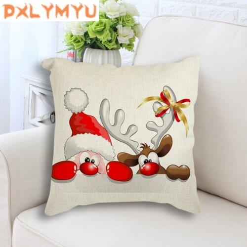 2019 New Merry Christmas Santa Claus Cushion Cover Christmas Car Home Sofa Decorative Pillowcase Linen Throw Pillow Case Cover