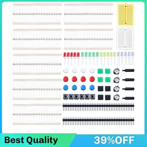 New Electronics Components Basic Starter Kit for Arduino UNO MEGA2560 with LED Buzzer Capacitor Resistor