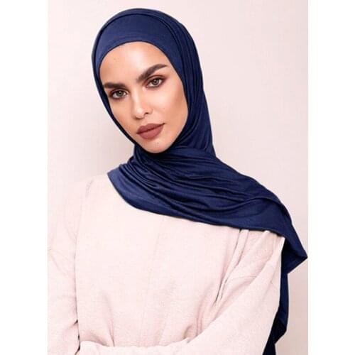 New Loop Jersey Hijab Mercerized Cotton Scarf Women Muslim Stretchy Scarves High Quality Plain Foulard Instant Headband 170*80cm