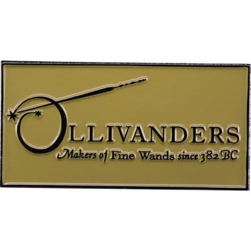 Ollivanders brooch magic wand pin fans great addition
