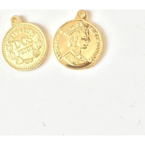 Eruifa Nice 20pcs 15mm Shiny Coin Zinc alloy charms Wholesales necklace,earring bracelet jewelry DIY handmade 2 colors