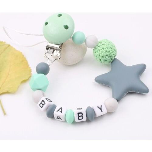 INS Pacifier Clip Explosion Silicone Pacifier Chain Amazon Foreign Trade Five-Pointed Star Drop-Preventing Chain