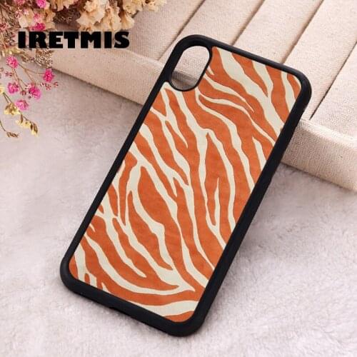 Iretmis 5 5S SE Phone Cover Case for iPhone 6 6S 7 8 Plus X Xs XR 11 12 Mini Pro Max Rubber Silicone Orange & White Zebra Print