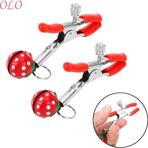 OLO SM Products Nipple Stimulator Nipple Clamps Breast Clips Sex Toys for Couple Metal Strawberry Adult Games Erotic