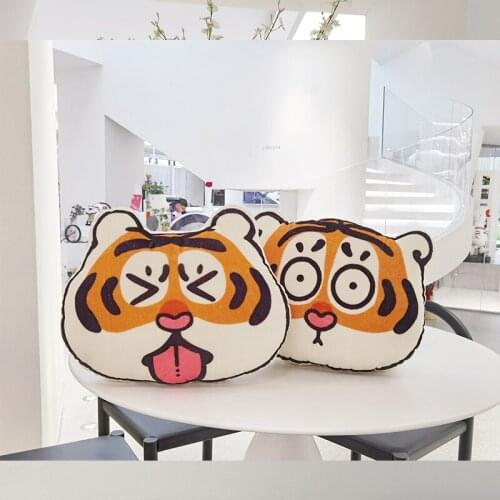 Tiger Head Plush Toy Pillow Animal Plush Toy Cartoon Pillow Child Gift Tiger Carpet Furniture Decoration Cute Funny