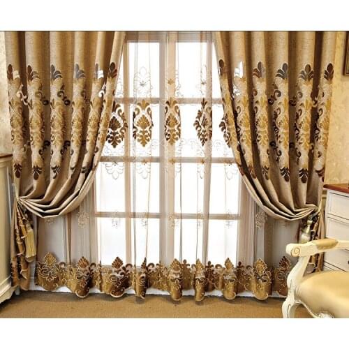 European Style Jacquard Curtain Half Shading Bedroom Curtain Home Decoration Chenille embroidered curtains Tulle custom