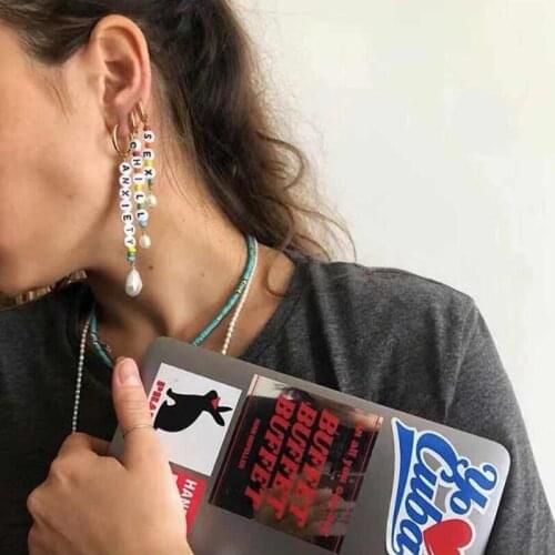 Amaiyllis Sexy Girls Resin Beads Statement Earrings Chic Irregular Pearl Pendant Earrings C Shaped Earrings Brincos Pendientes