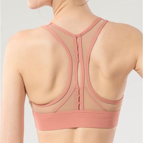 Yoga Bra for Women High Impact Padded Workout Breathable Bras Sexy Mesh Patchwork Design Sports Bralette Fitness Activewear
