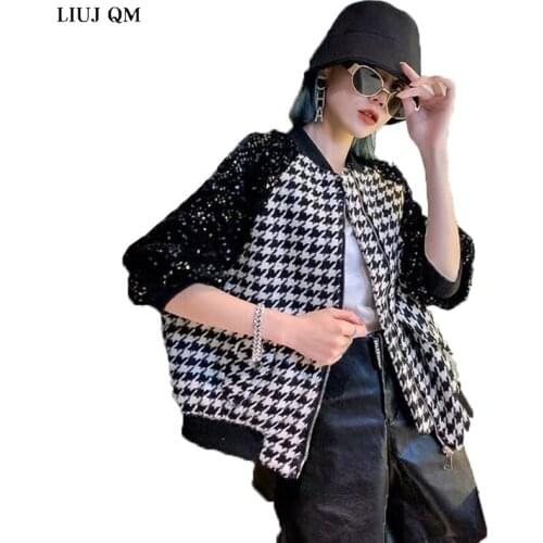 Winter Woolen Jacket Women Short Stitching Sequined Jacket Baseball Uniform Fashion Loose Overcome Thick Parkas Jackets Coat