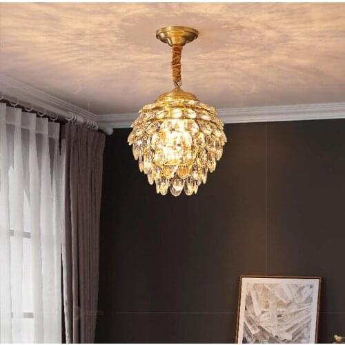 1 pcs Pine cones crystal Lighting All Copper Crystal Chandelier lamp for dining room Indoor Restaurant home decoration Lighting