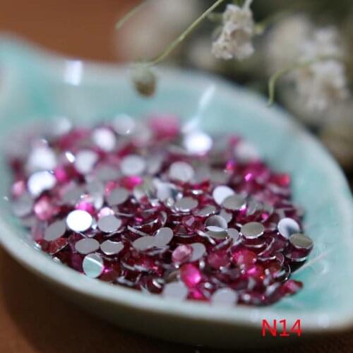 1000 pcs SS6 light Rose 14 Facets Resin Round Rhinestone Sparkling Rhinestones Nail Art Decoration DIY N14