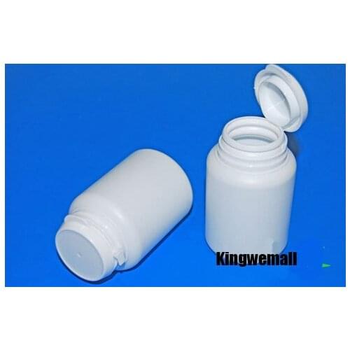 300pcs/lot Capacity 100ml Plastic PE White Bottle with Flip Cap for Capsule Powder Medicine Candies Food Packaging