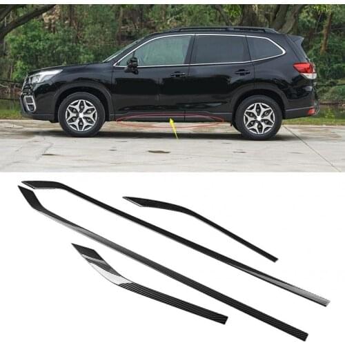 4Pcs Car Exterior Side Bottom Door Body Molding Cover Trims Strip Fit for Subaru Forester 2019 Carbon Fiber Color Style