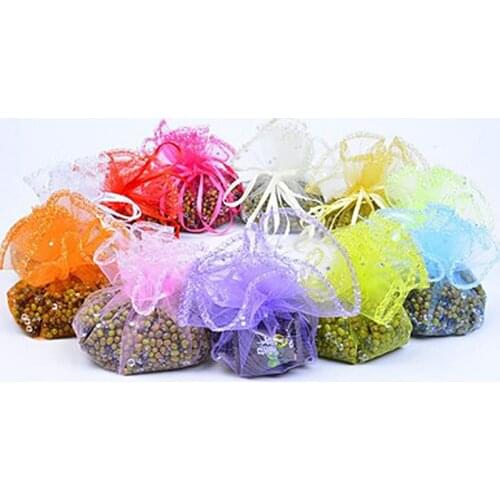 50/100pcs 26/35cm diameter tulle bag drawstring pouch wedding birthday Christmas candy gift bag display bag Round Organza bag 5z