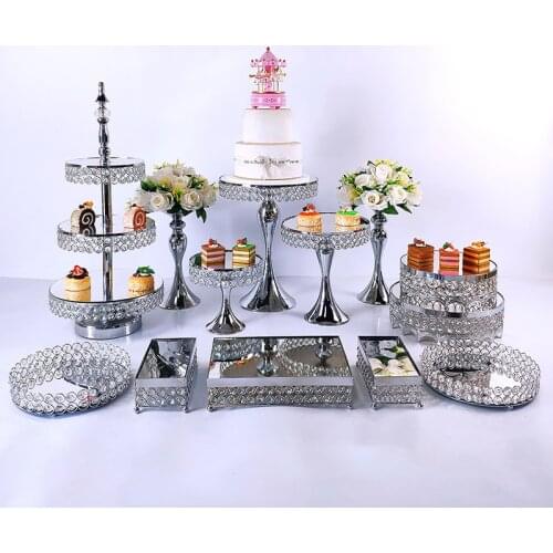 6-13pcs Silver Metal Cake Stand Round Wedding Birthday Party Dessert Cupcake Pedestal Display Plate Home Decor