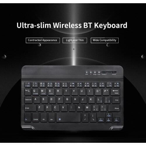 7-inch Wireless BT 3.0 Keyboard Mini Ultra-slim BT Keyboard for Tablet Smartphone Support iOS Windows Android Systems Black