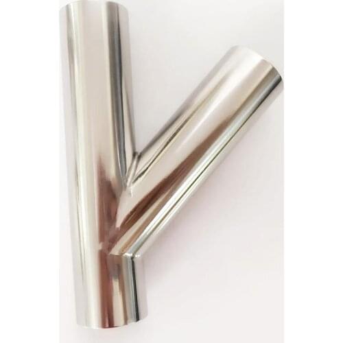 76mm 3" Pipe OD Butt Welding Oblique Y-Shaped 3 Way SUS 304 Stainless Sanitary Fitting Spliter Homebrew Beer Wine