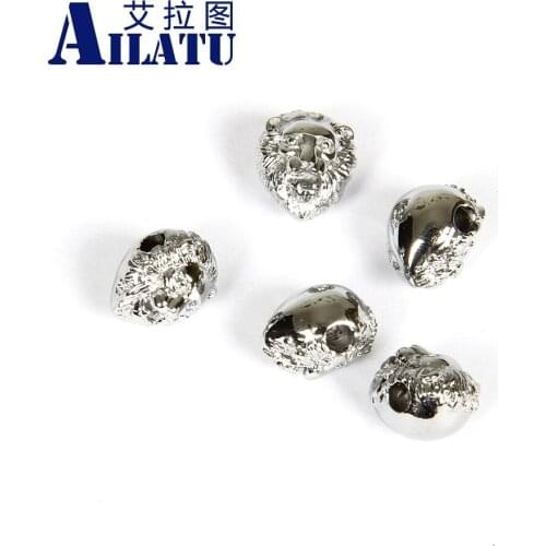 Ailatu 10pcs/lot Stainless Steel Lion Head Accessories Animal Shape Bracelet Charm For DIY Fashion Jewelry