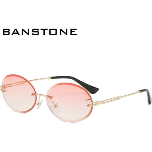 BANTONE Classic Oval Women Sunglasses Men Fashion Round Rimless Sun Glasses Female Vintage Ocean Color Outdoor Eyeglasses UV400