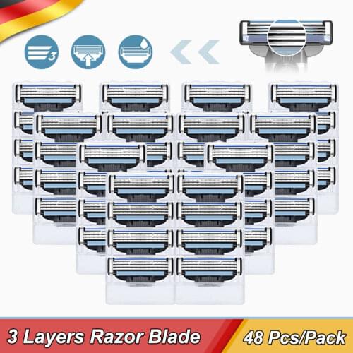Shaving Razor Blades Cassettes Fit Gillette Mach 3 Turbo Manual Shaver Safety Straight Razor Blade Holder Manual Shaver Head Set