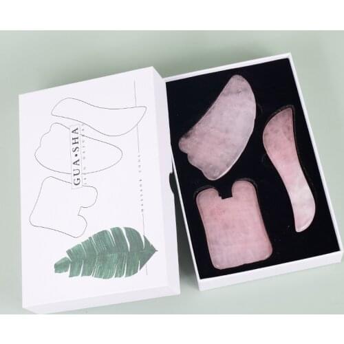Rose Quartz Gouache Scraper Gua Sha Massage Natural Jade Stone Gua Sha Tool Set Jade Massager Gouache Scraping Guasha Board