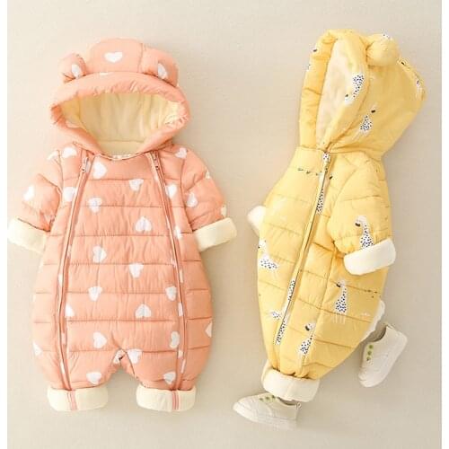 New Fall Winter Baby Romper Baby Girl Cotton Hooded Overalls For Boys Infant Jumpsuit Kids Clothes For Newborn Baby Clothes