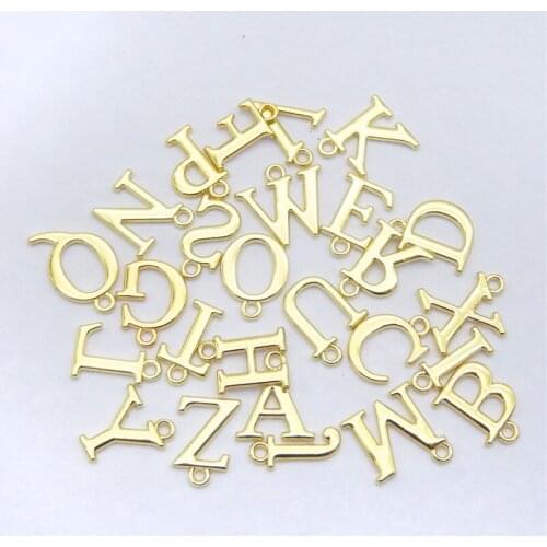 Julie Wang 26PCS A-Z Alloy Letter Charms Gold Color Initial English Alphabets Pendant Bracelet Jewelry Making Accessory
