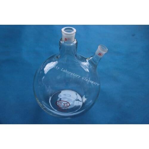 5L (5000ml) 2-neck (two-neck) flat bottom boiling flask, heavy wall, 24/29 joint