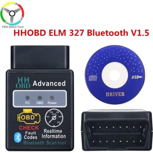 HH OBD ELM327 V1.5 Bluetooth Scan Tool Super Mini ELM 327 OBDII OBD2 CAN-BUS Diagnostic Scanner HHOBD for Android Windows
