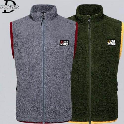 Lamb Cashmere Vest Jacket Men Women Winter Sleeveless Zipper Jackets Warm Padded Coat 2021 New Trend Male Windproof Outwear