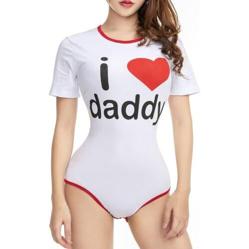 Adult Baby Onesie Diaper Lover ABDL Snap Crotch Romper Onesie Pajamas - I Love daddy adult onesie and i love mommy
