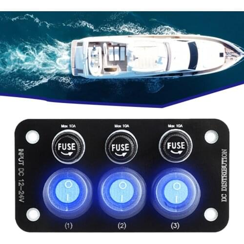 3 Gang 12-24V on-OFF Combination Toggle Rocker Switch Panel Waterproof Dustproof with 10A Fuse for Car Trucks Marine Ships Boats