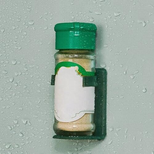 Kitchen Storage Rack Wall Mount Ingredient Spice Bottle Shelf Plastic Clip Rack Cabinet Door Hooks Jars Spice Holder Tools