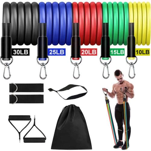 11 Pcs/Set Latex Elastic Resistance Bands Pull Rope Rubber Yoga Tubes Fitness Exercise Expander Elastic Bands Fitness Equipment