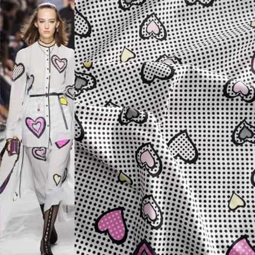 D Brand Love Printed Polyester Imitation Cotton Fabric Summer Dress Shirt Pants Haute Couture Fashion Sewing DIY Material Cloth