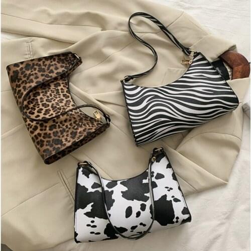 New Fashion Exquisite Leopard Womens Bag Retro Casual Totes Cow Printed Shoulder Bags Female Leather Zebra Handbag for Women