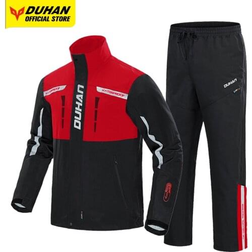DUHAN Motorcycle Raincoat Waterproof Jacket Rainproof Pants Reflective Motocross Suit Moto Racing Clothing Motorcycle Jacket Men