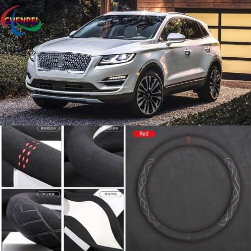 Non-Slip Breathable Car Suede Steering Wheel Cover For Lincoln Series Continental MKC MKX MKZ Corsair Car Interior Accessories
