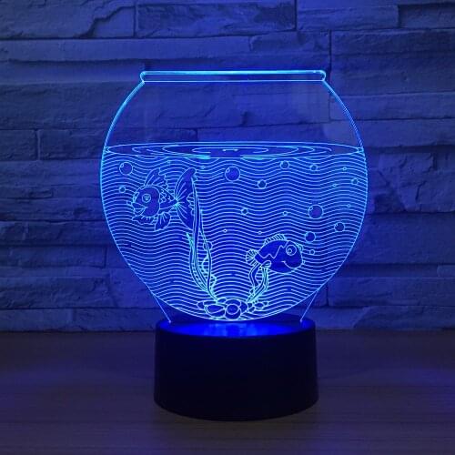 Fish Tank Shape Acrylic 3D Night Light Led Illusion Usb RGB Night Light Desk Lamp Home Decor Holiday Gift Atmosphere Decor Lamp
