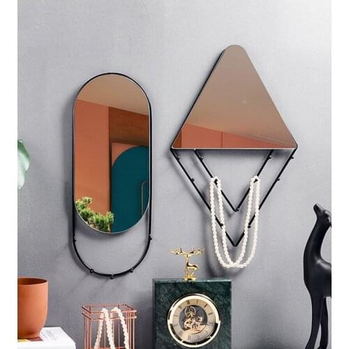 The New 2021 Matal Makeup Mirror Bathroom Cosmetic Mirror Decor Mirrors Bedroom Decoration Wall-Mounted Room Decor