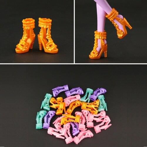 5 Pair / lot New Fashion shoes for monster high doll Colorful Accessories Fish mouth shape shoes 5 color available