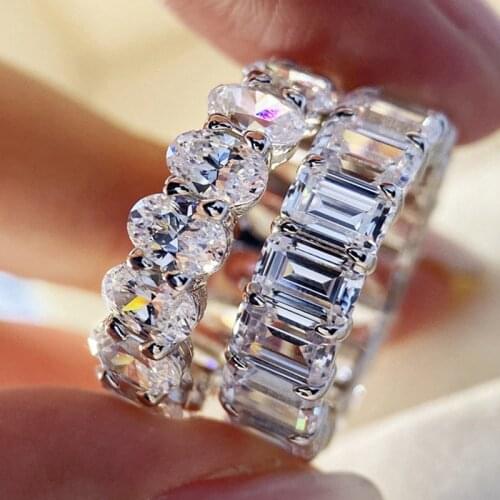 Handmade Eternity Promise Ring CZ Engagement Wedding Band Rings for Women Men Finger Party Jewelry