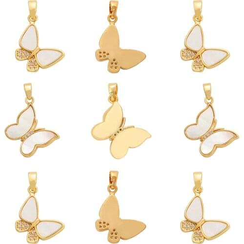 1pcs/lot DIY Cute Butterfly 18K Gold Plated Pendant For Fashion Women Party Necklace Jewelry Making Finding Accessories Gift