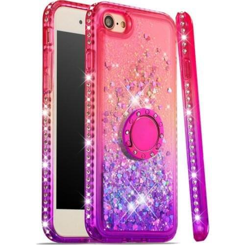 For Google Pixel 3a 3 XL Fashion Ring Holder Bracket Glitter Quicksand Transparent Phone Case Diamond Shockproof TPU Back Cover