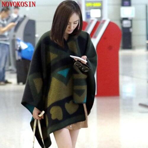 SC181 2018 Women Air Conditioning Pashmina Female Long Thick Split Vintage Shawl Oversize Printed Wraps Plaid Winter Poncho