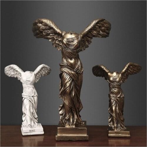 Victory Goddess Sculpture Ancient Greek Statue Vintage Abstract Figurines Resin Craftwork European Home Decorations L3437