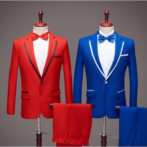 Singer wedding suits for men blazer boys prom mariage suits fashion slim masculino latest coat pant designs chorus groom clothes