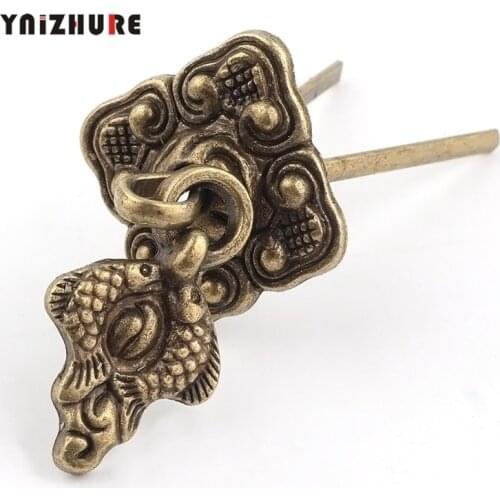 Antique Chinese Pisces Pendant Decoration Alloy Pin Installation Box Drawer Handle Medicine Drawer Small Handle Knob Retro